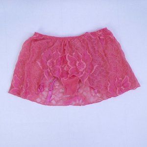 Victoria's Secret Pink Lace Garter Skirt Thongs